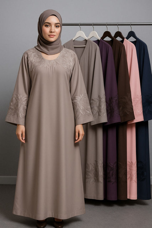 Luxury Embroidered Abaya – Front, Back & Sleeves Design