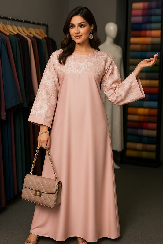 Elegant Half Body Embroidered Abaya – Nida Fabric