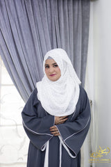 Reeva – Grey & White Contrast Panel Abaya