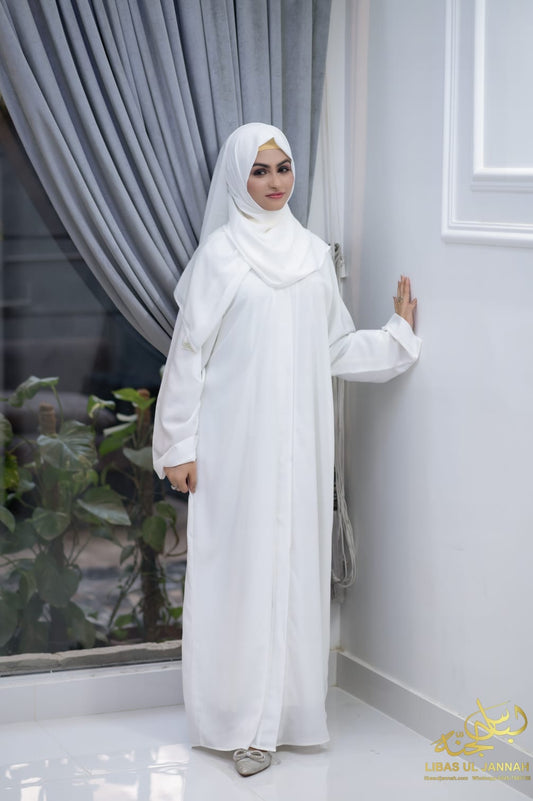 luma – White Sheesha Chiffon Abaya