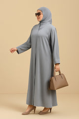 F-Open Plain Grey Abaya – Modesty in Modern Tones