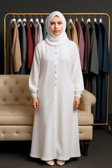ABAYA 🕊️ White Rubby Plain Abaya – Timeless Elegance in Simplicity