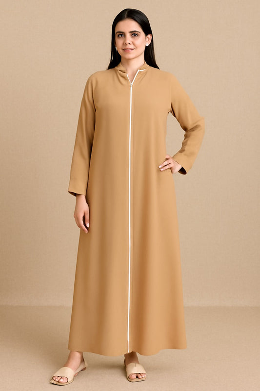 ABAYA F-Zipper Abaya in Manjan Fabric