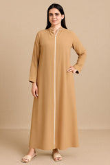 ABAYA F-Zipper Abaya in Manjan Fabric