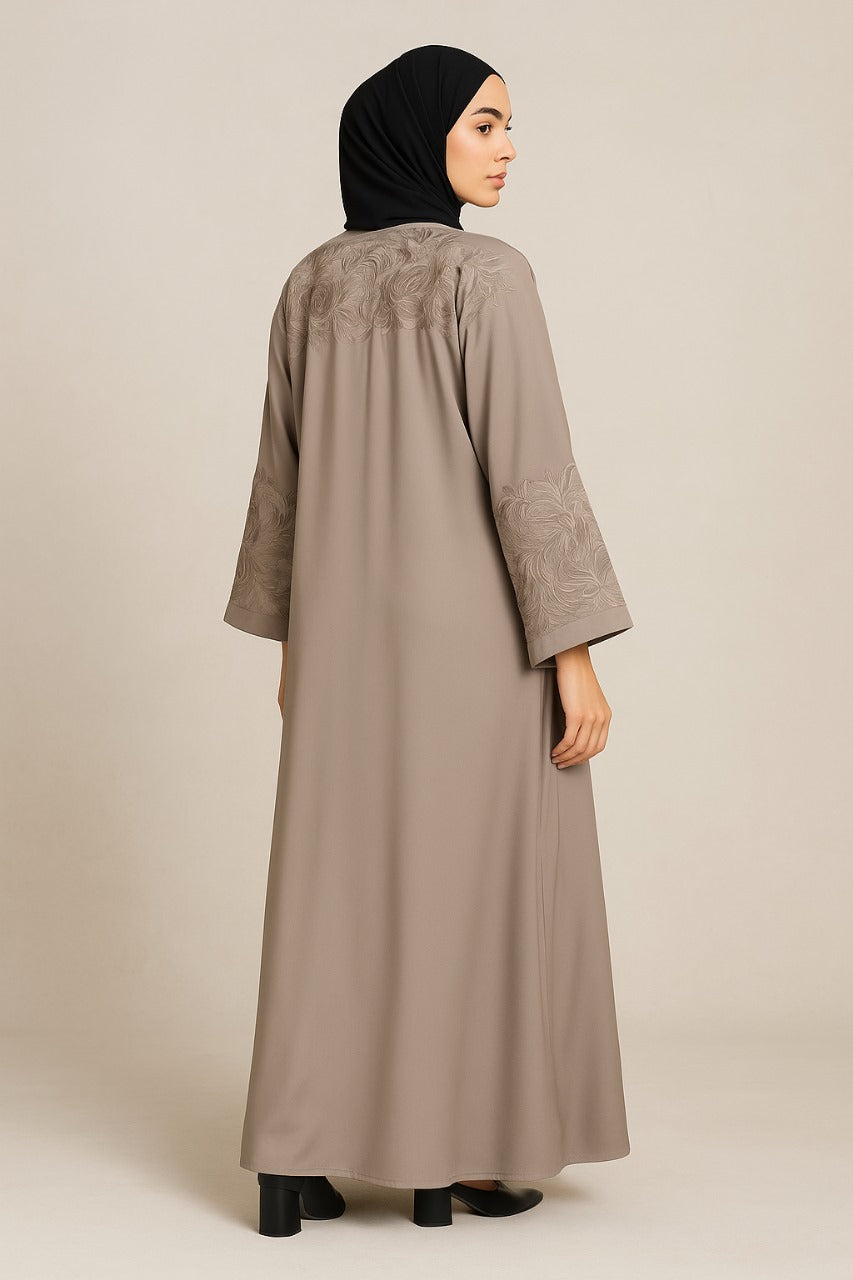 Luxury Embroidered Abaya – Front, Back & Sleeves Design