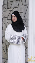 White Crushed CY Abaya Upper – Heritage Embroidery with Modern Grace