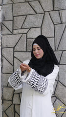 White Crushed CY Abaya Upper – Heritage Embroidery with Modern Grace