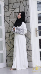 White Crushed CY Abaya Upper – Heritage Embroidery with Modern Grace