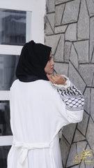 White Crushed CY Abaya Upper – Heritage Embroidery with Modern Grace