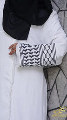 White Crushed CY Abaya Upper – Heritage Embroidery with Modern Grace