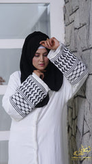 White Crushed CY Abaya Upper – Heritage Embroidery with Modern Grace