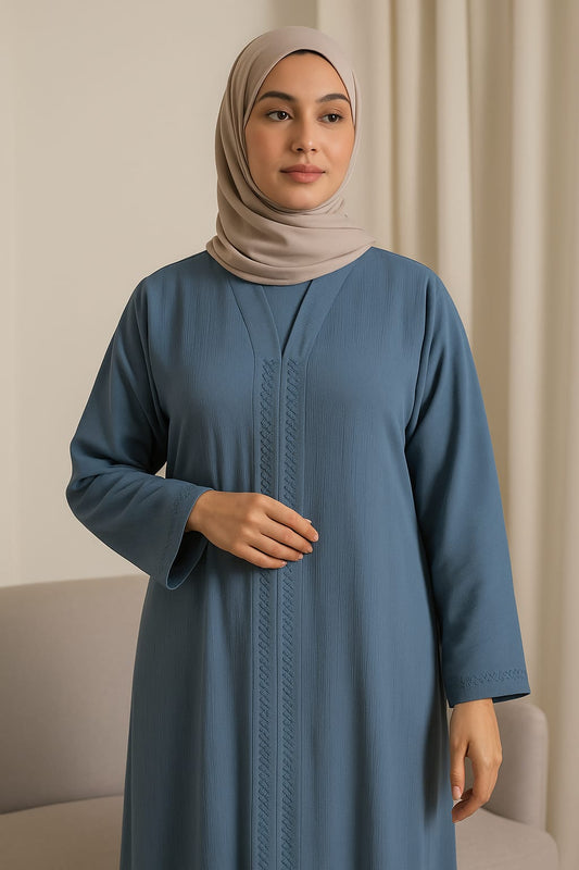 ﻿Blue Cey Fabric Abaya – Elegant and Minimal